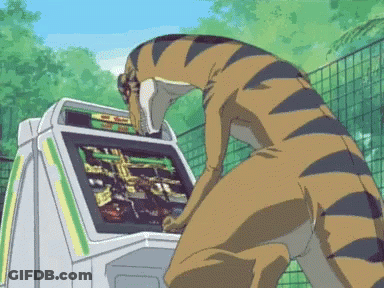 Tiger Playing Video Game With Word Tiger GIF
