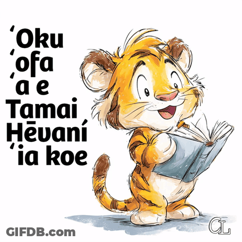 Tiger Reading Book Oku Ofa Ae Tamai Hevani Ia Koe GIF