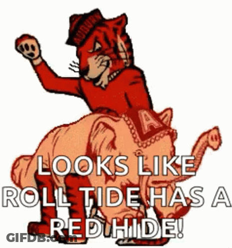 Tiger Riding Elephant Looks Like Roll Tide Has A Red Hide GIF