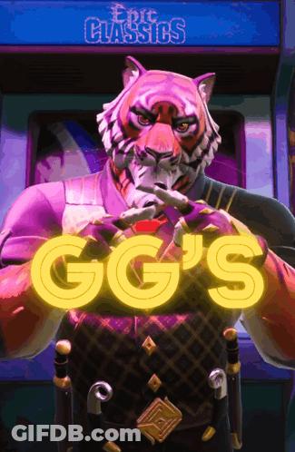 Tiger Standing In Front Of GG's Sign GIF