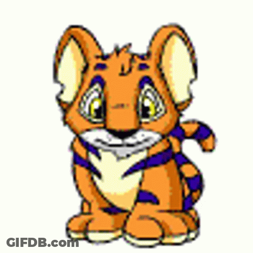 Tiger With Purple Tail Pointing GIF