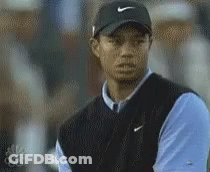 Tiger Woods Is Wearing A Black Nike Hat And A Blue Shirt GIF