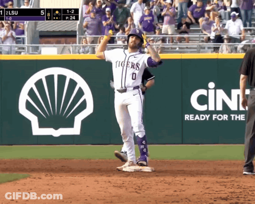 Tigers Baseball Player On Base GIF