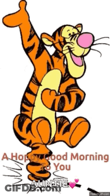 Tigger From Winnie The Pooh Is Giving A Thumbs Up And Saying Good Morning To His Auntie . GIF