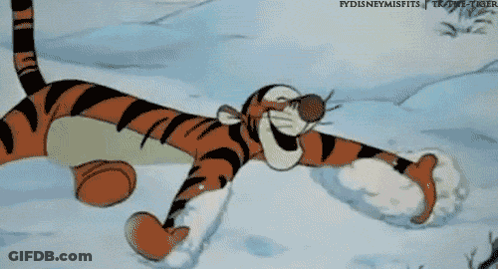 Tigger Lying In Snow With Bubble GIF