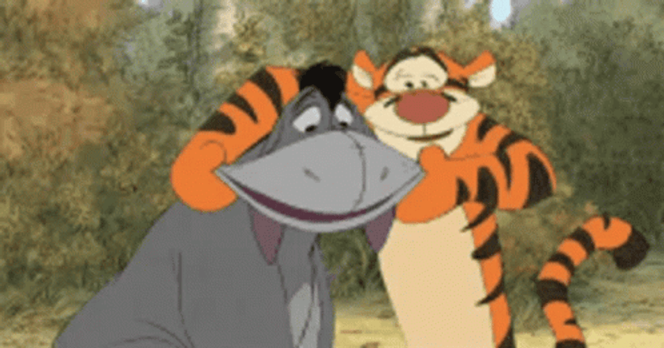 Tigger Making Eeyore Face Smile GIF