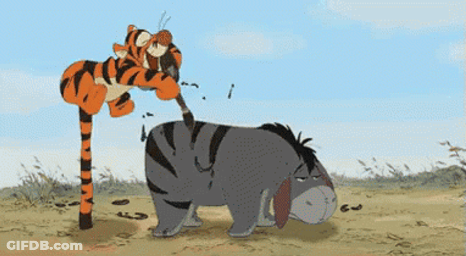 Tigger Painting The Body Of Eeyore GIF