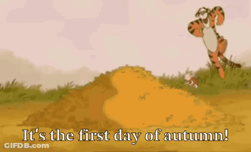 Tigger Running In Field With Falling Leaves GIF
