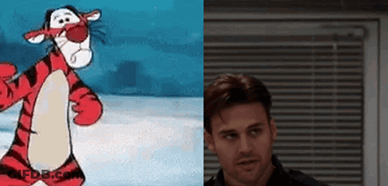 Tigger Standing In Snow Next To Man In Suit GIF