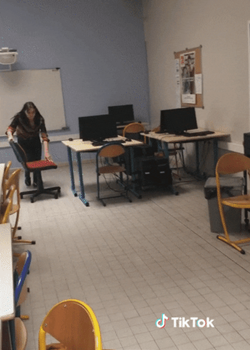 Tiktok Chair Slide Accident GIF