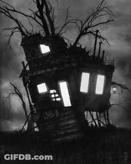 Tilted Haunted House GIF