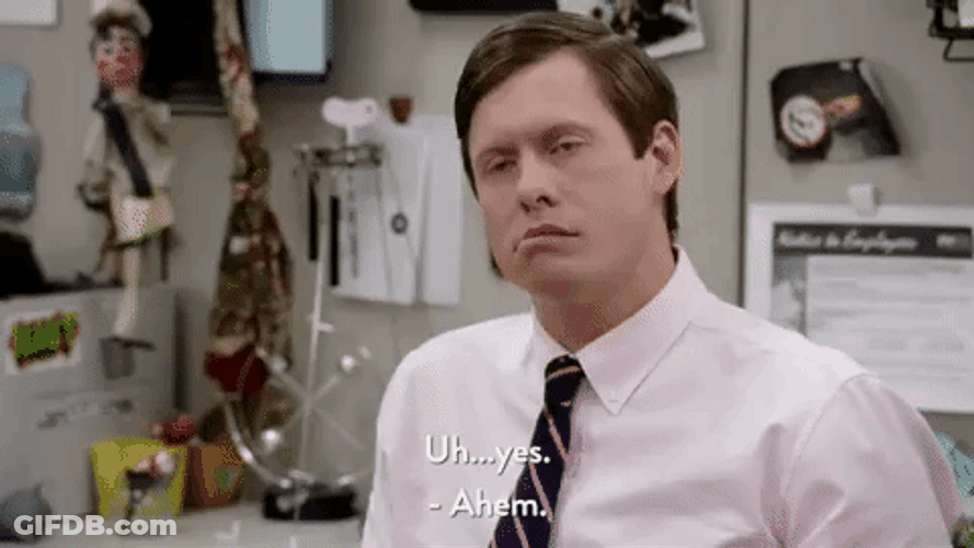Tilting Head Ahem Workaholics GIF