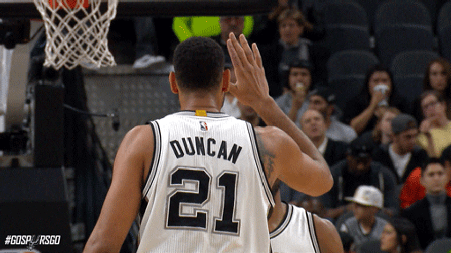 Tim Duncan Spurs High Five GIF