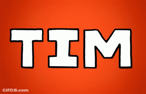 Tim Is Written In White On An Orange Background GIF