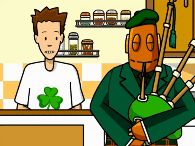 Tim Moby Robot Playing Ireland Uilleann Pipes GIF