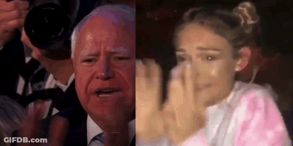 Tim Walz And Girl Clapping GIF