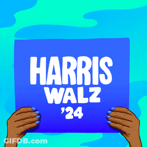 Tim Walz And Harris Placard GIF