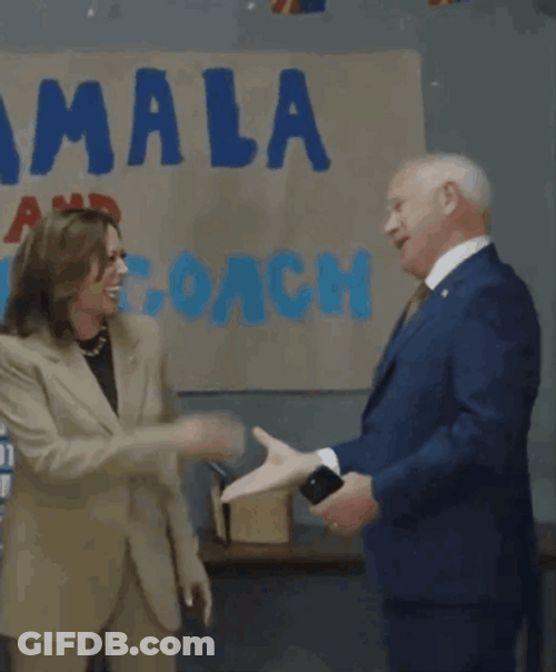 Tim Walz And Kamala High Five GIF