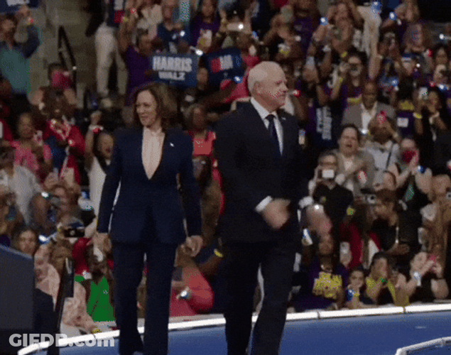 Tim Walz And Kamala Walking GIF