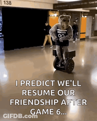 Timberwolves Mascot Riding Segway GIF