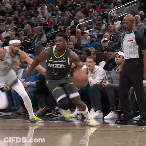 Timberwolves Player Number 5 Dribbling Ball GIF