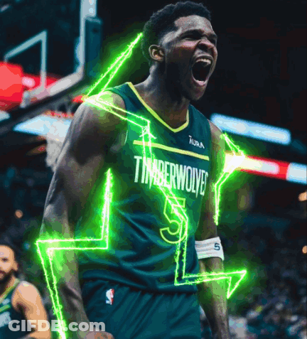 Timberwolves Player With Green Lightning Bolt GIF
