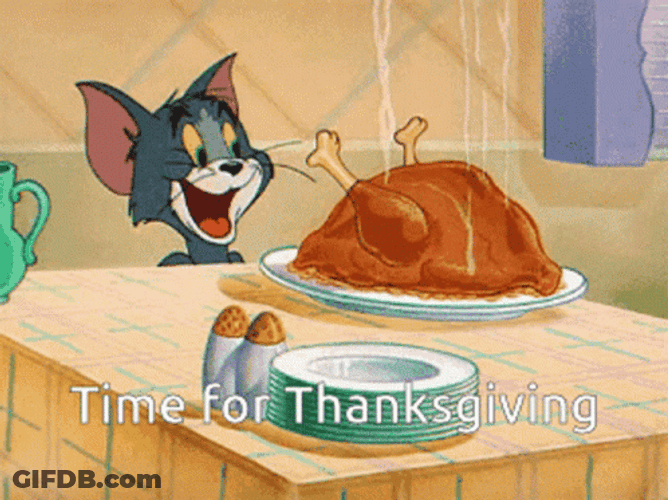 Time For Thanksgiving Turkey Tom Cat GIF