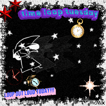 Time Loop Tuesday Greeting Card With Cartoon Character GIF