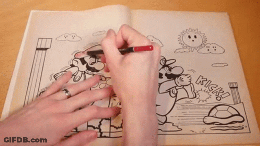 Timelapse Coloring Super Mario GIF