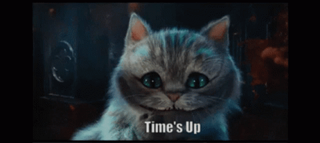 Times Up Cheshire Cat GIF