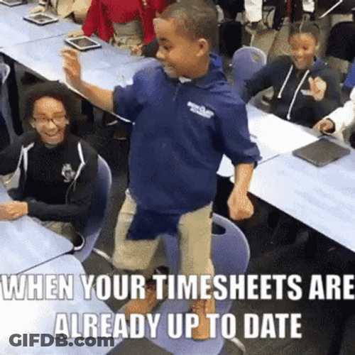 Timesheet Little Boy Table Top Happy Dance GIF