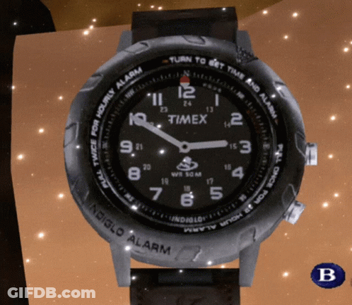Timex Watch With Black Face And Brown Strap GIF