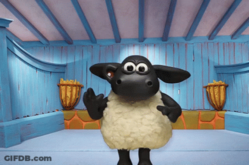 Timmy The Sheep Standing In Blue Room GIF