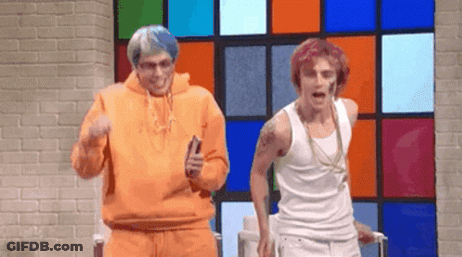 Timothée Chalamet Dances With Pete Davidson GIF
