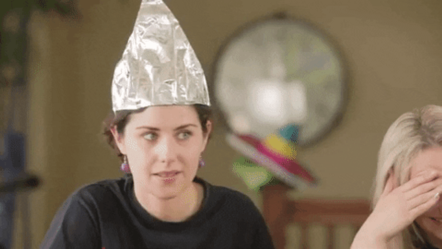 Tin Foil Hat Think Reaction GIF