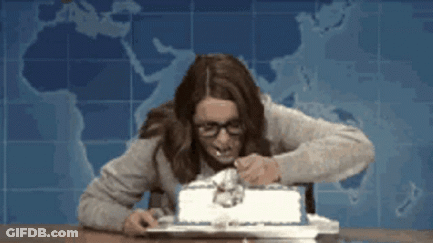 Tina Fey Eating Cake GIF