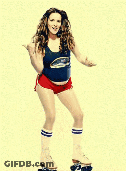 Tina Fey Roller Skating GIF