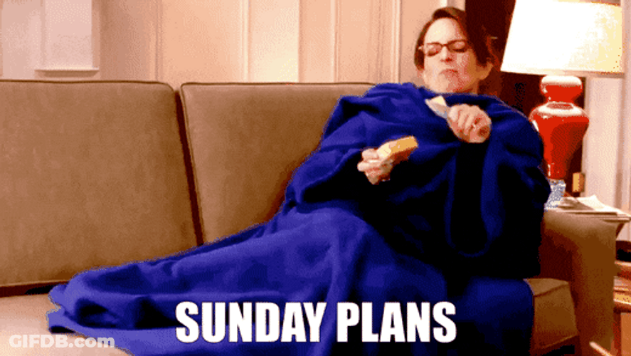 Tina Fey Sunday Plan Chilling On Couch GIF