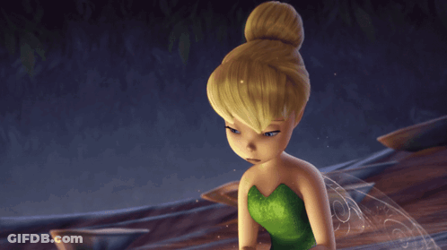 Tinkerbell From Disney 'S Tinkerbell Is Looking Down With A Sad Look On Her Face GIF