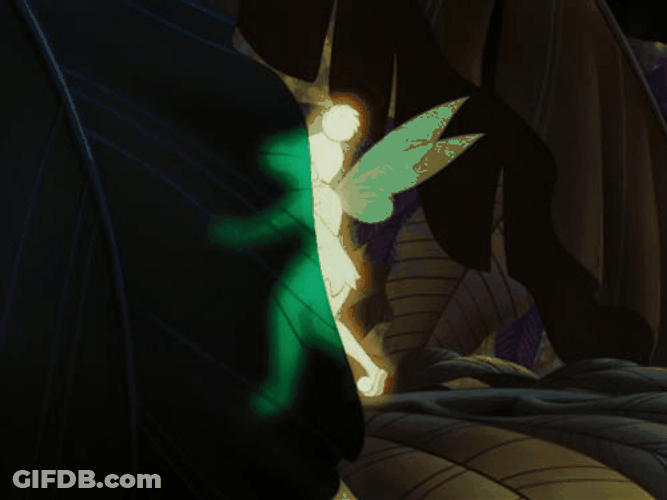 Tinkerbell Hiding In Leaf GIF