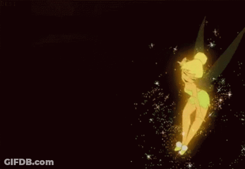 Tinkerbell Is Flying Through The Air Surrounded By Sparks GIF