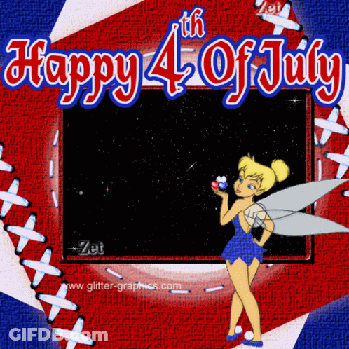 Tinkerbell Red White Blue Balloon Happy 4Th July GIF