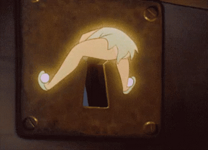 Tinkerbell Stuck At Key Hole GIF