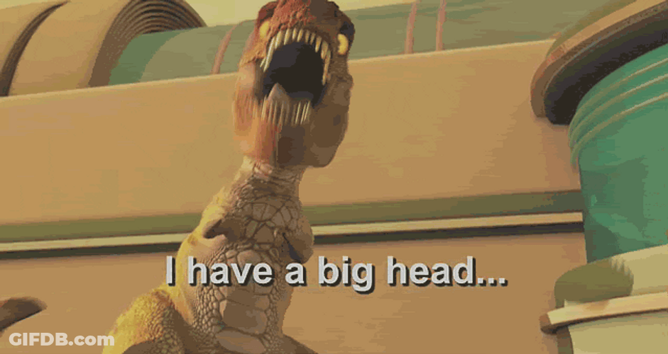 Tiny The Tyrannosaurus Big Head GIF