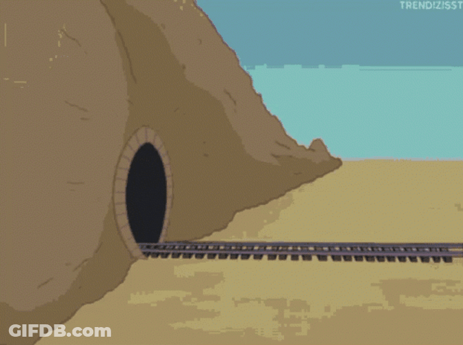 Tiny Train Tunnel With Pink Train GIF