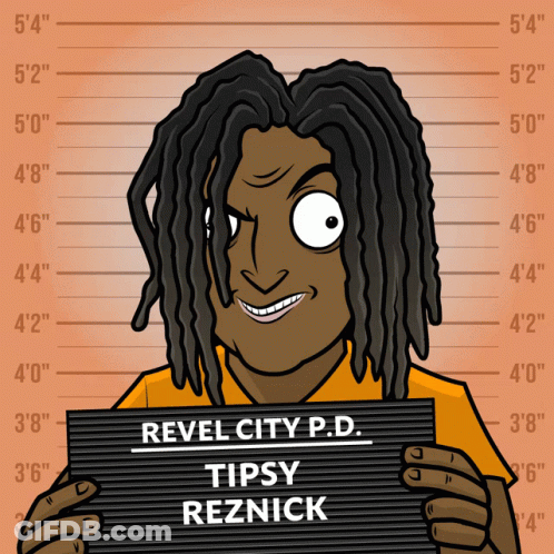 Tipsy Reznick Holding Mug Shot GIF