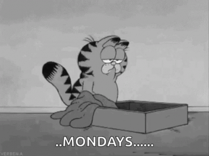 Tired Black And White Garfield Monday GIF