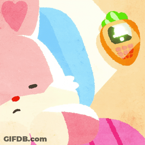Tired Bunny With Carrot Alarm Clock GIF
