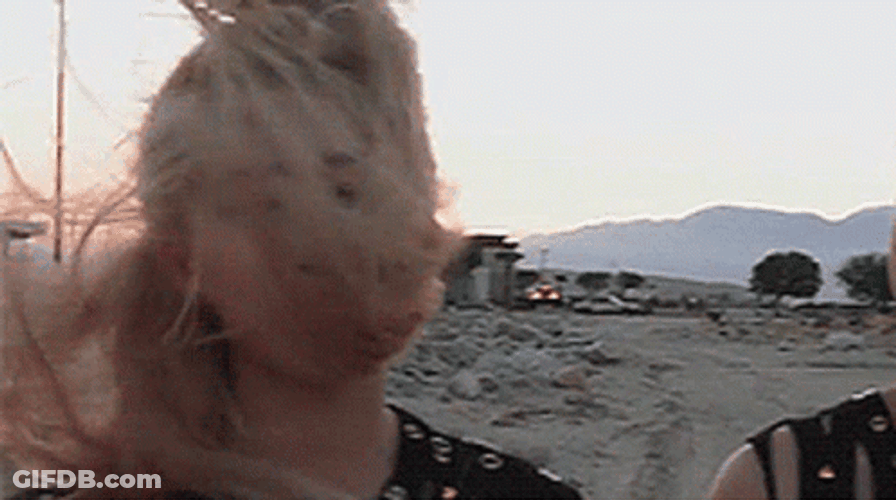 Tired Girl On Windy Day GIF