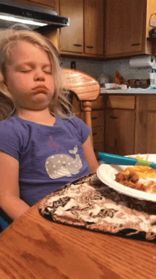 Tired Kid Eating GIF